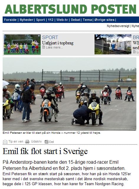 Emil fik flot start i Sverige AP1